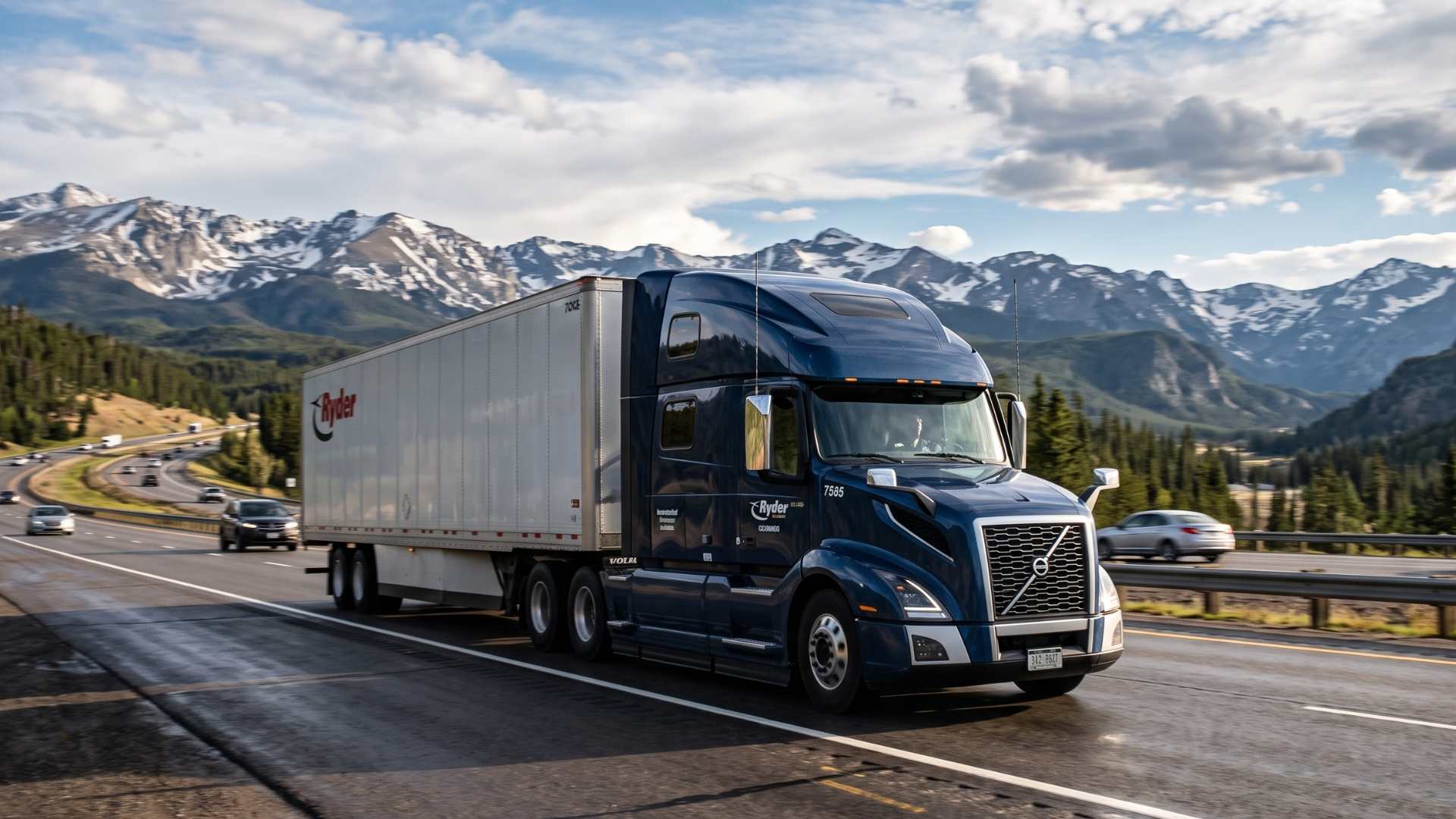Semi-truck on a Colorado mountain highway near Grand Junction